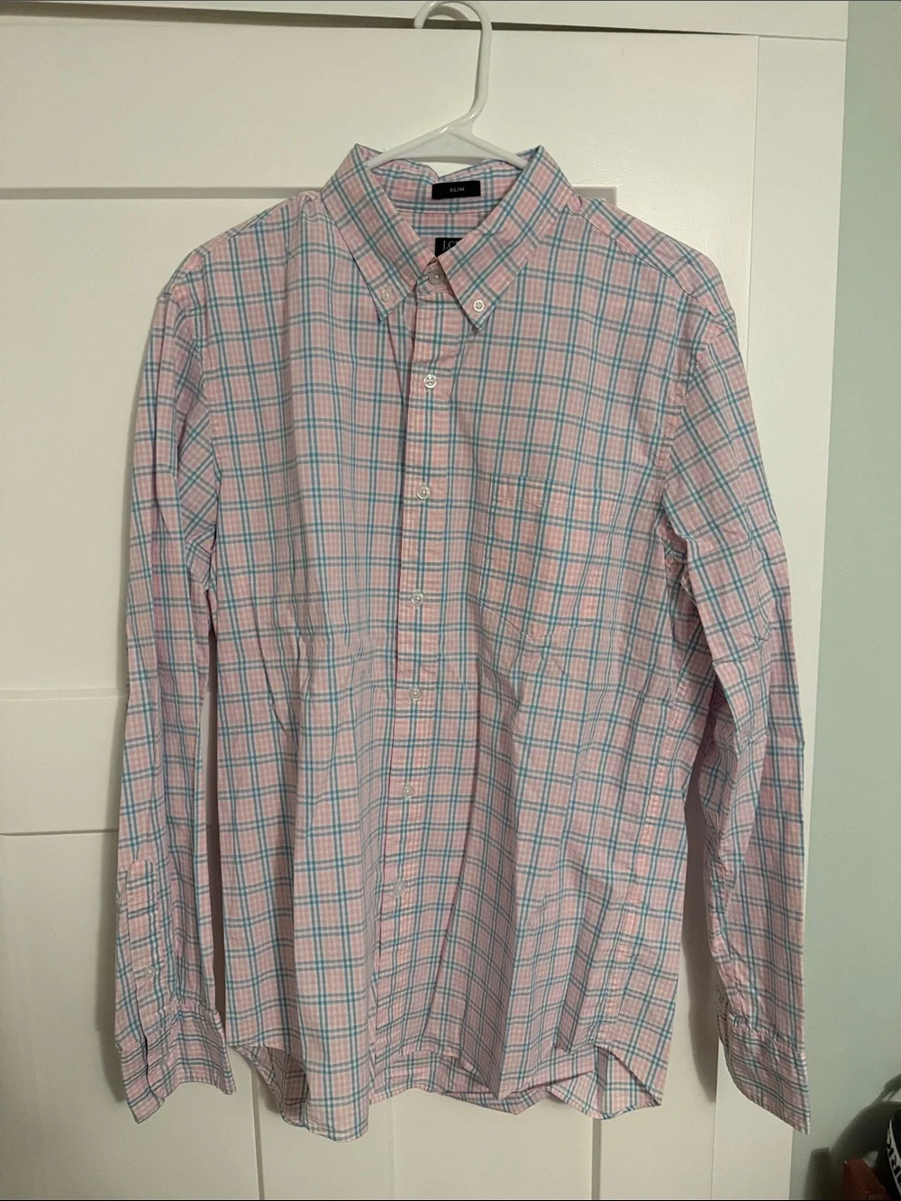 J. Crew Pink and Blue Plaid Button-Down Shirt